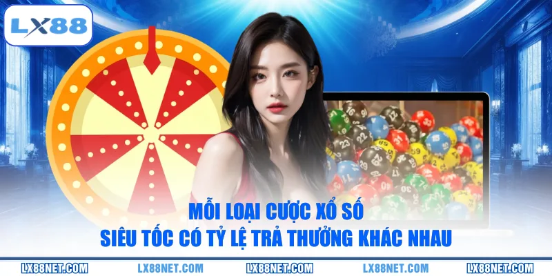 Mỗi loại cược xổ số siêu tốc có tỷ lệ trả thưởng khác nhau